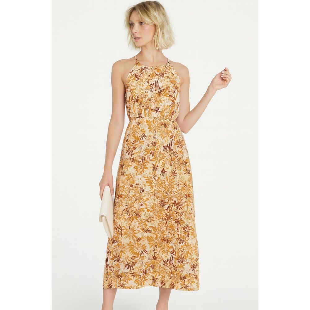NWT Joie Halter Maxi Dress 100% Rayon Floral Print w/ Pockets Midi Length XS